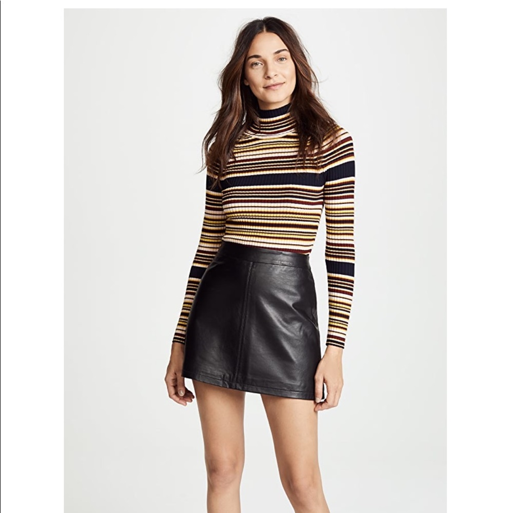 Black Leather A-Line Skirt